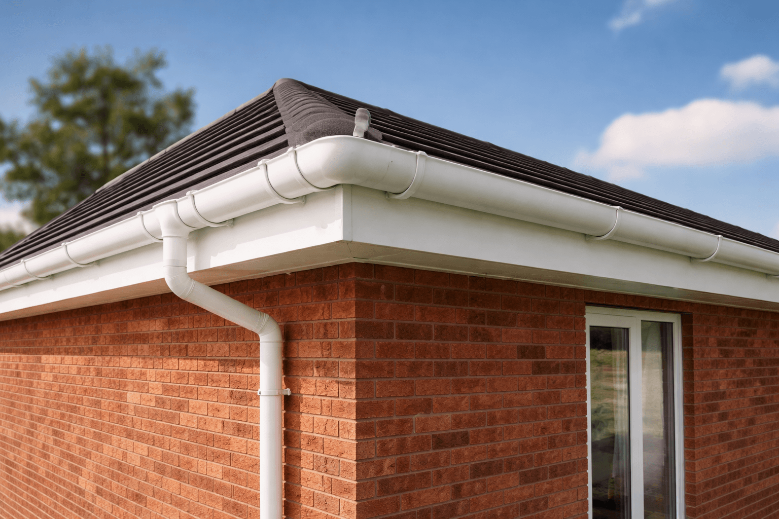 Guttering and roofline installation on residential property in Stoke-on-Trent including fascias, soffits and uPVC gutter replacementS