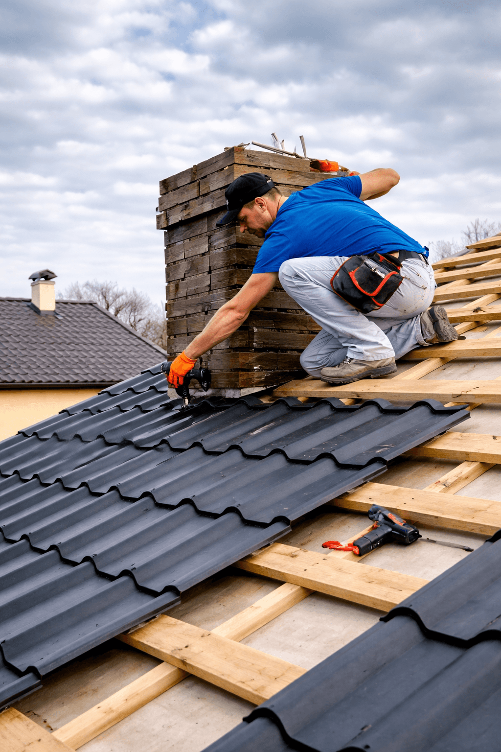natural slate roofing installation on pitched UK home
