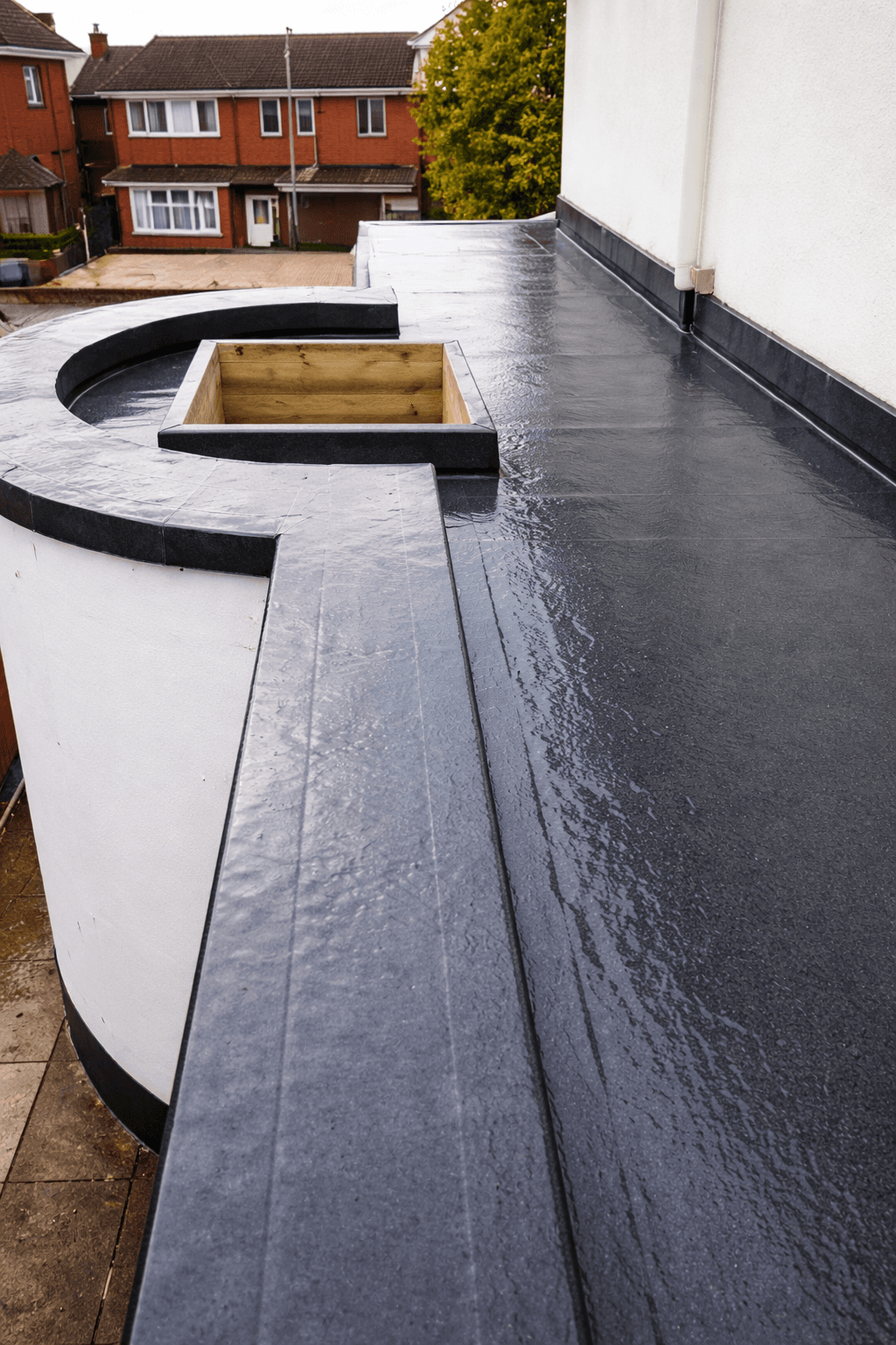 Traditional torch-on felt roofing system installed on flat roof in Stoke-on-Trent by experienced flat roofing contractors